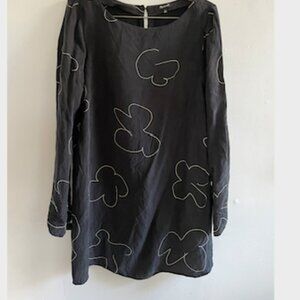 MADWELL navy silk long sleeved short dress